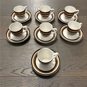 Bowring cups & saucers (set of 7) very good condition